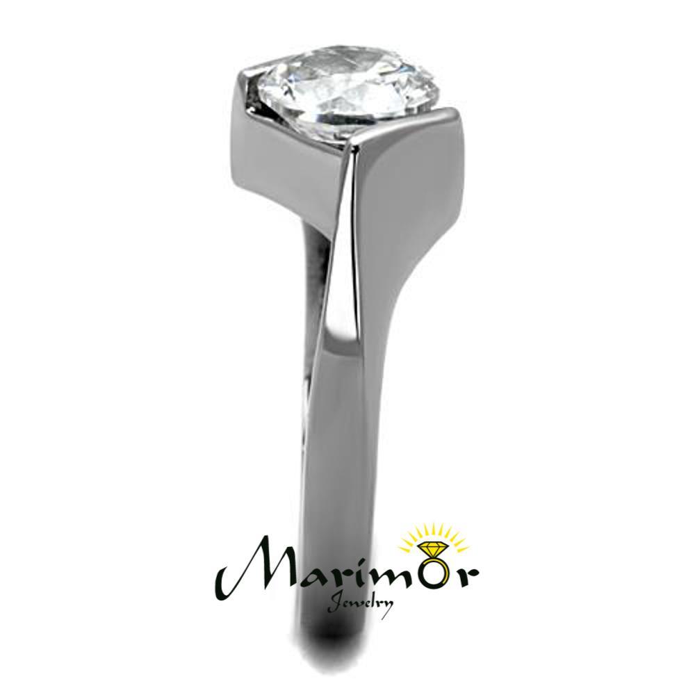 2.04 Ct Round Cut Cubic Zirconia Stainless Steel Engagement Ring Women’s Sz 5-10