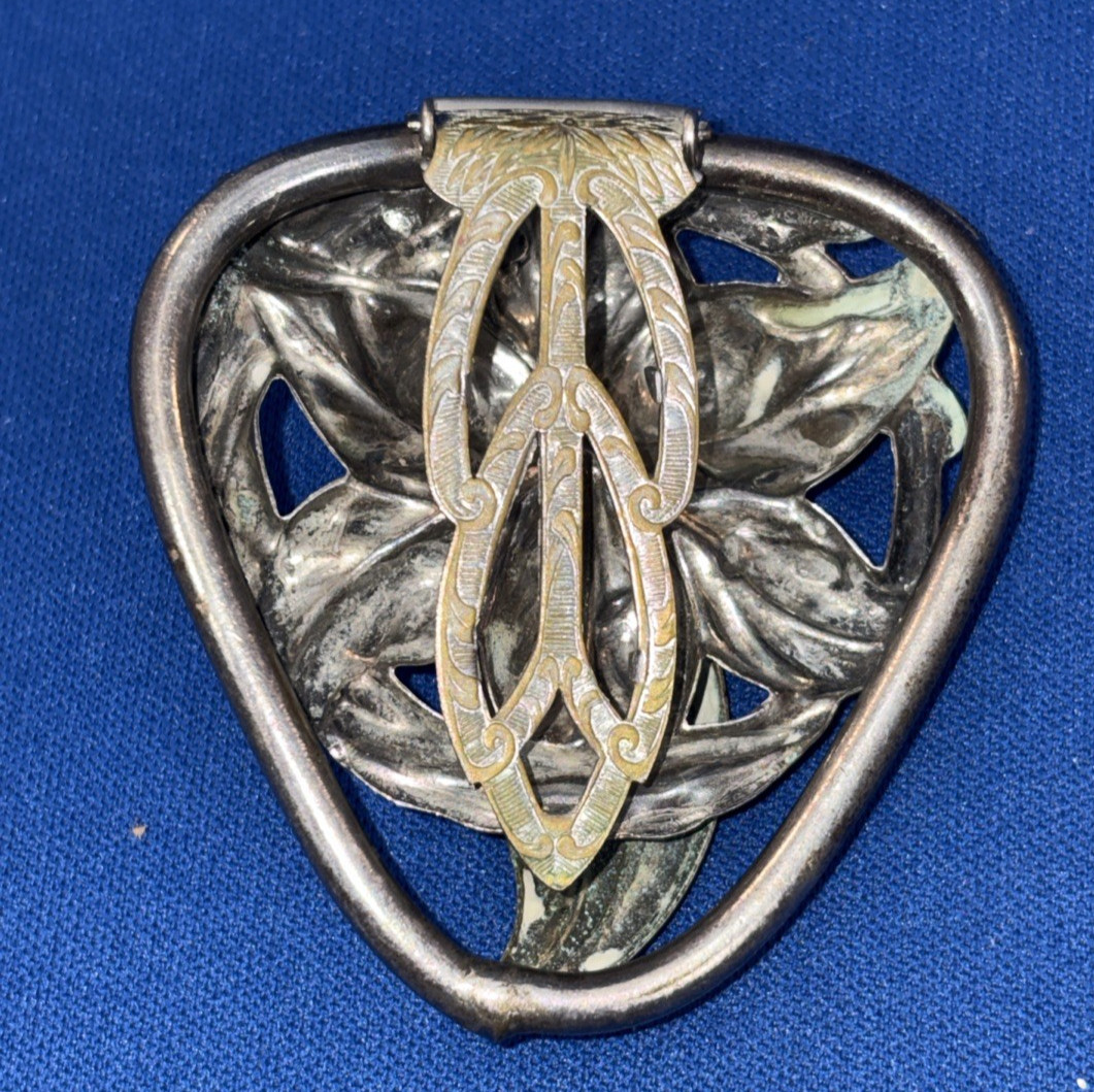 Vintage Silver Tone Blouse Clip, Collar Stay with a Floral Design