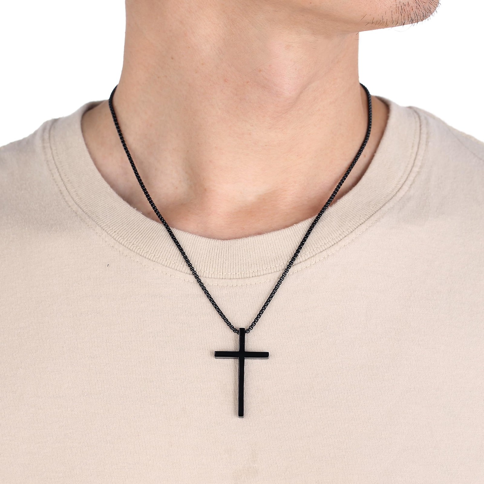Cross Necklace for Men Christmas Gift Cross Pendant Strength Bible Verse Stainle