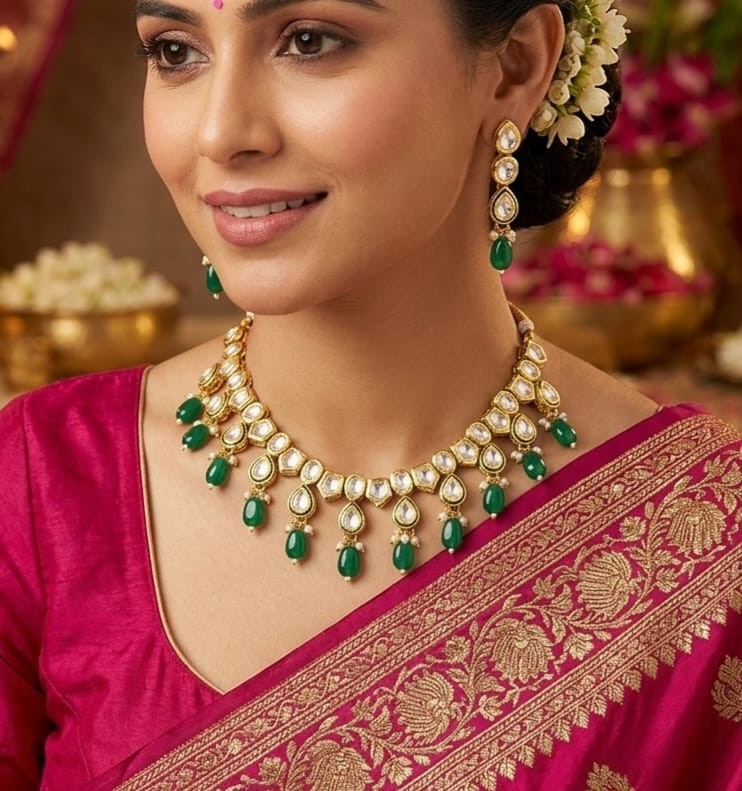 Indian Kundan Pearl Necklace Earrings Set Bridal Wedding Jewelry Buy 1 Get 1