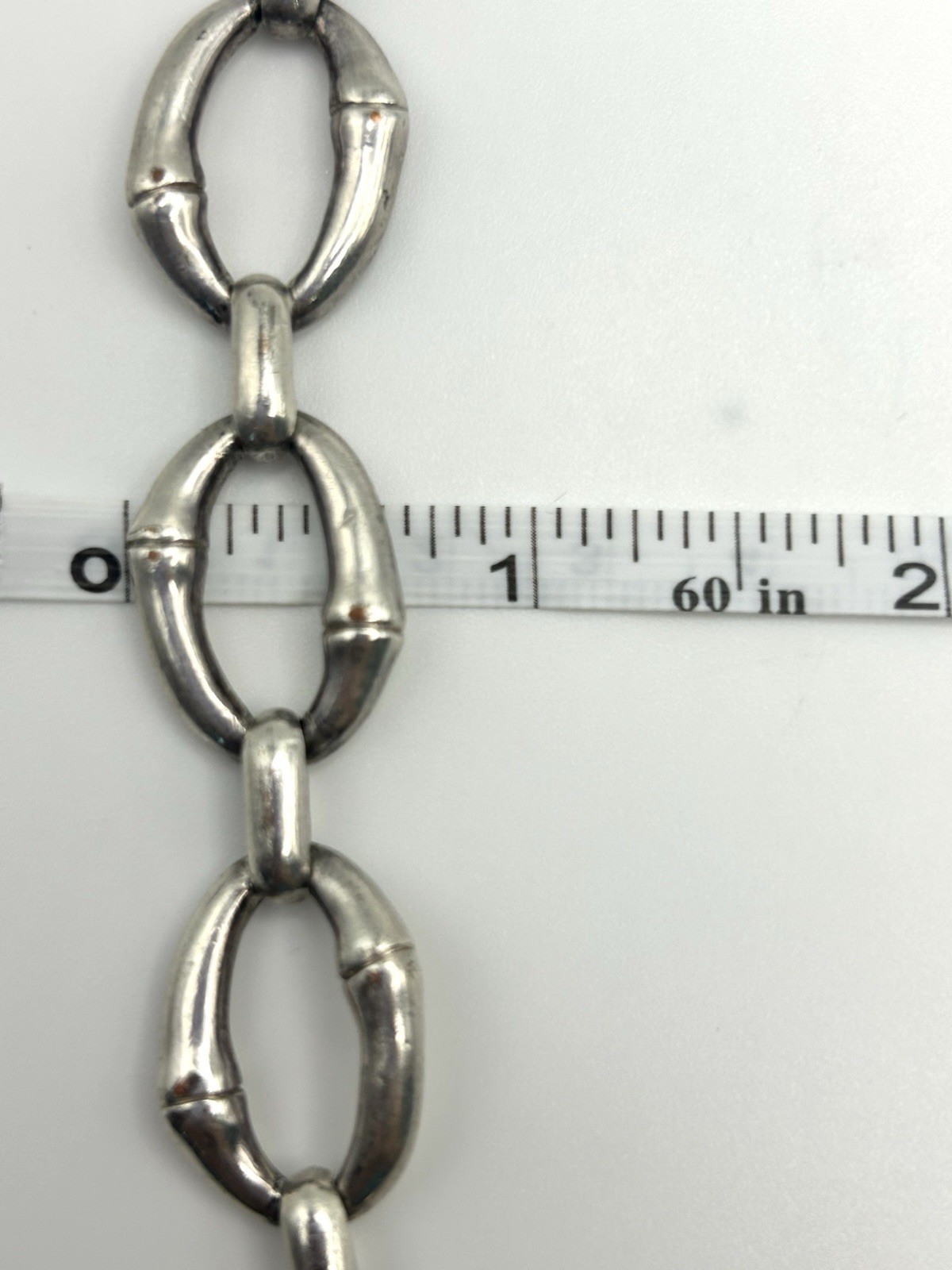 Monet Silver-tone Bamboo Oval Link Bracelet 7.5”