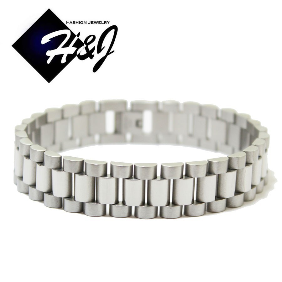 7.5″–10″MEN’s Stainless Steel 10mm/15mm Silver Watch Band Link Chain Bracelet