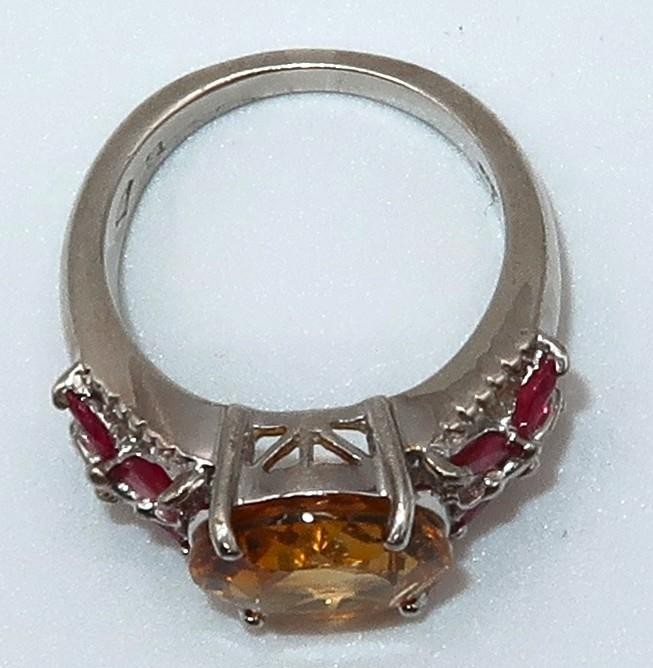 ZALES Jewelers Design Citrine & Ruby Butterfly Motif Statement Ring, Size 8