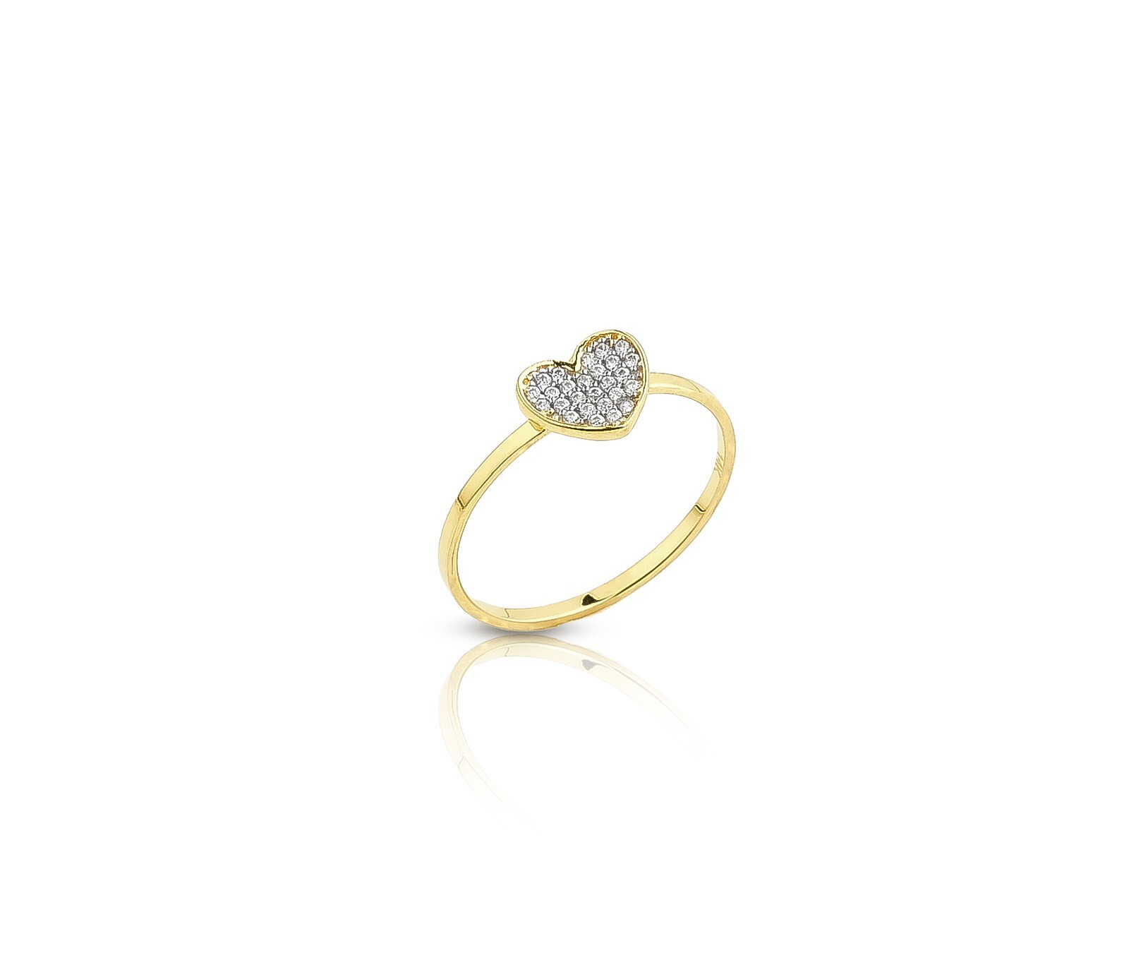 14k Yellow Solid Gold Heart Ring with Cubic Zirconia Stones – Love & Beauty (#7)