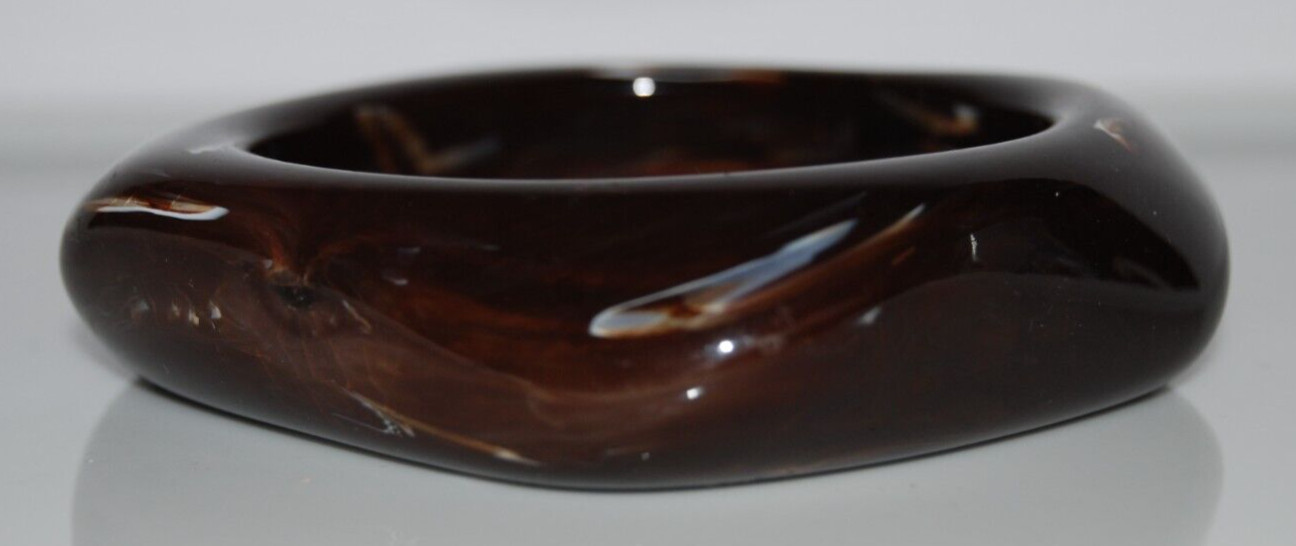 Elegant Couture Brown Swirl Large Bold Square Acrylic Statement Bangle Bracelet