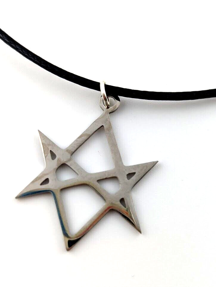 UNICURSAL HEXAGRAM PENDANT Thelema Symbol cord necklace Aleister Crowley L4