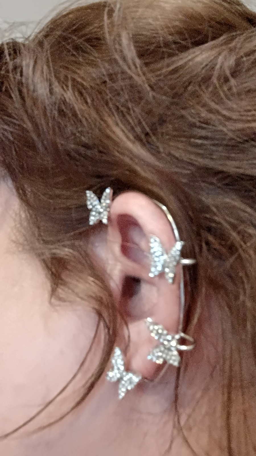 Josie’s Silver Tone Butterfly Pavé White Crystal Rhinestone Cartilage Ear Cuff