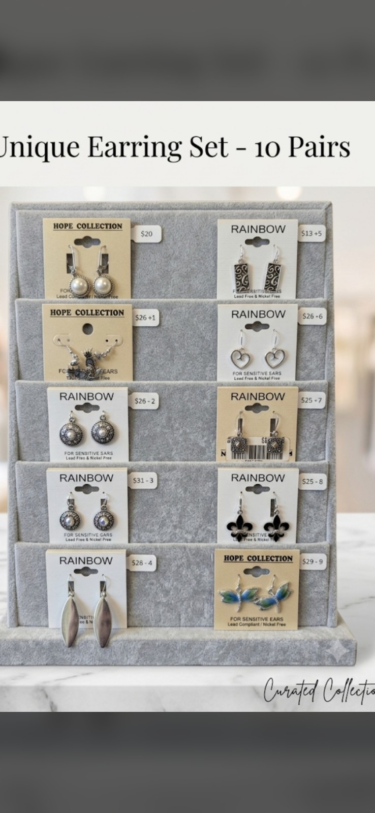10Pair Boutique Earring Lot – Assorted Fashion Dangle & Drop Earrings