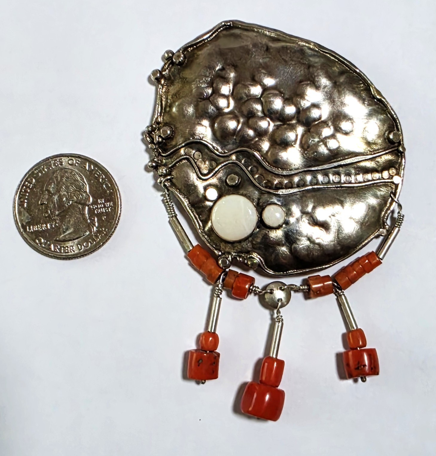 Catherine McLain OOAK Sterling Silver Modernist Brutalist Dangler Brooch