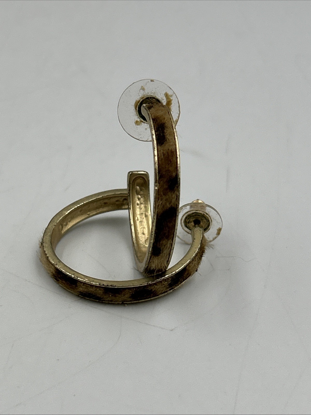 Gold Tone Hoop Earrings With Leopard Pattern Retro Bohemian Style Jewelry