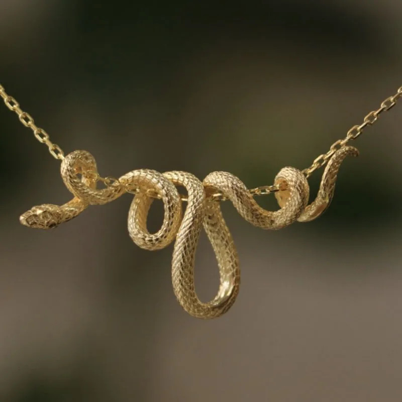 925 Sterling Silver Snake Necklace Pendant Winding Punk Hip Hop Jewelry Gift New