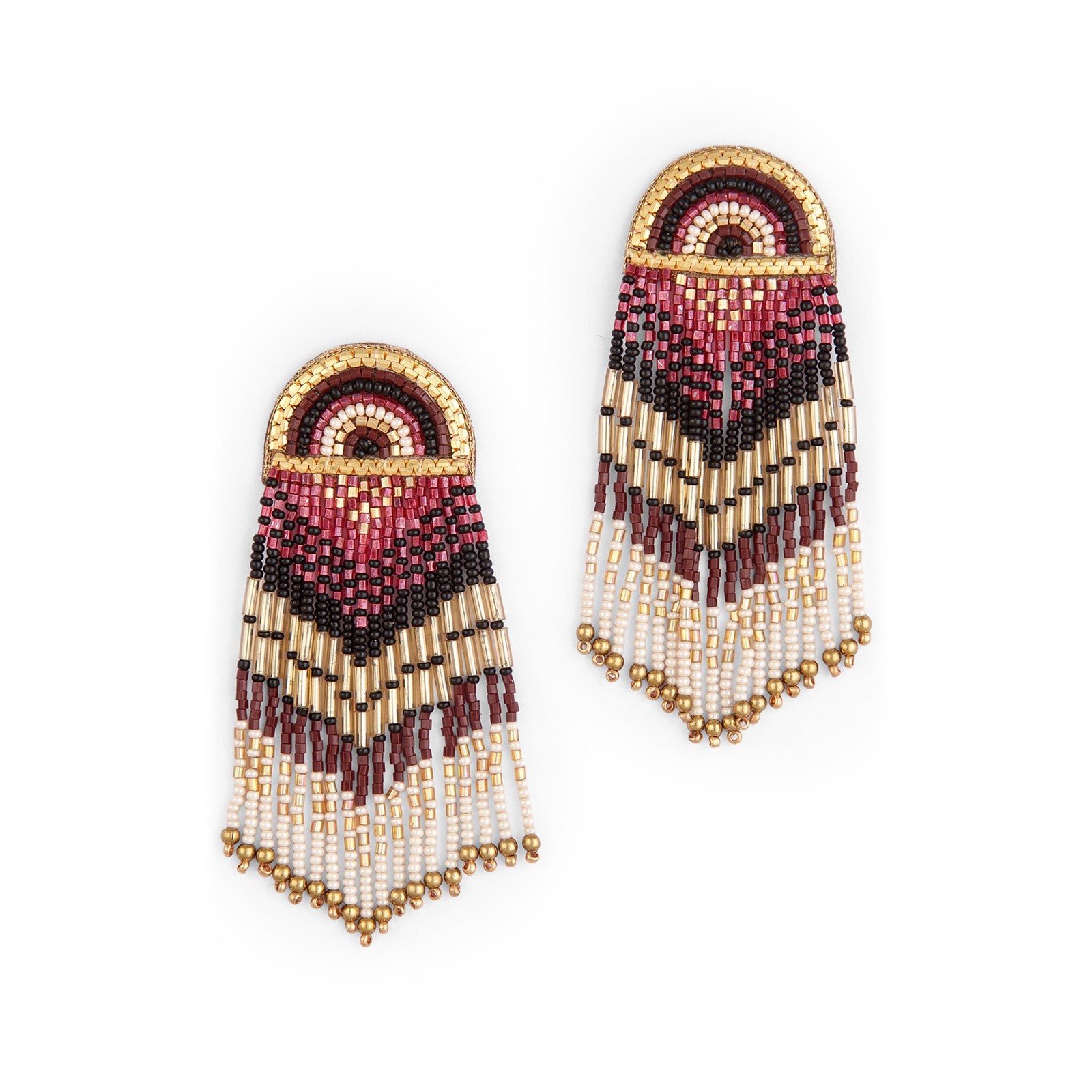 Deepa Gurnani Lisander Beaded Fringe Drop Earrings NEW
