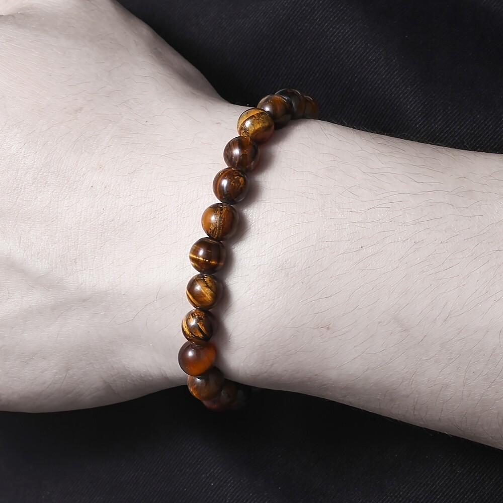 1pc Classic Simple Temperament Yellow Tiger Eye Fashion Versatile Bracelets Gift