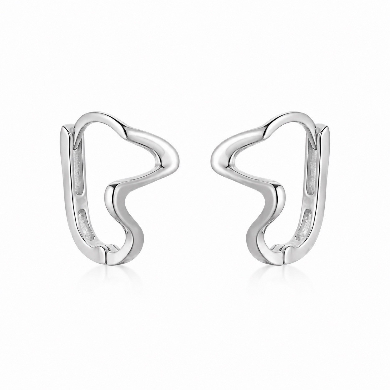 925 Sterling Silver Wave Huggie Hoop Earrings Curved Line Geometric Earrings 386