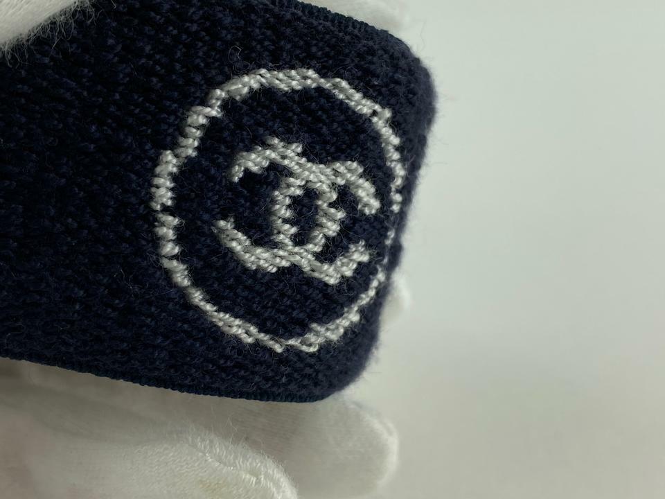 Chanel Navy Blue Wrist Band Sweat Bracelet Cuff Bangle CC Logo 124cc10