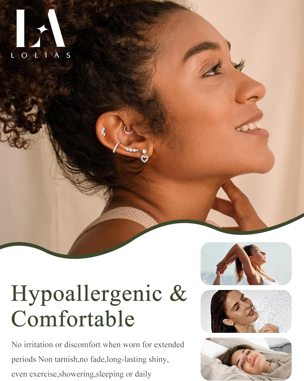 Hypoallergenic Flat Back Earrings for Women Cartilage Earrings Stacks-20G Surgic