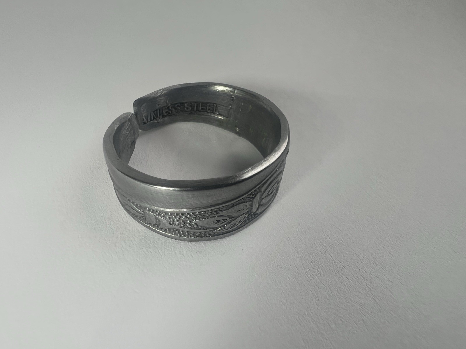 Celtic Rose Flower Spoon Ring Stainless Steel Viking Boho Gothic Unisex Jewelry