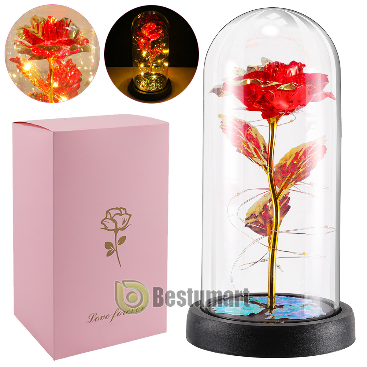 Valentines Day Gifts for Her – Crystal Galaxy Enchanted LED in Glass Rose Gifts
