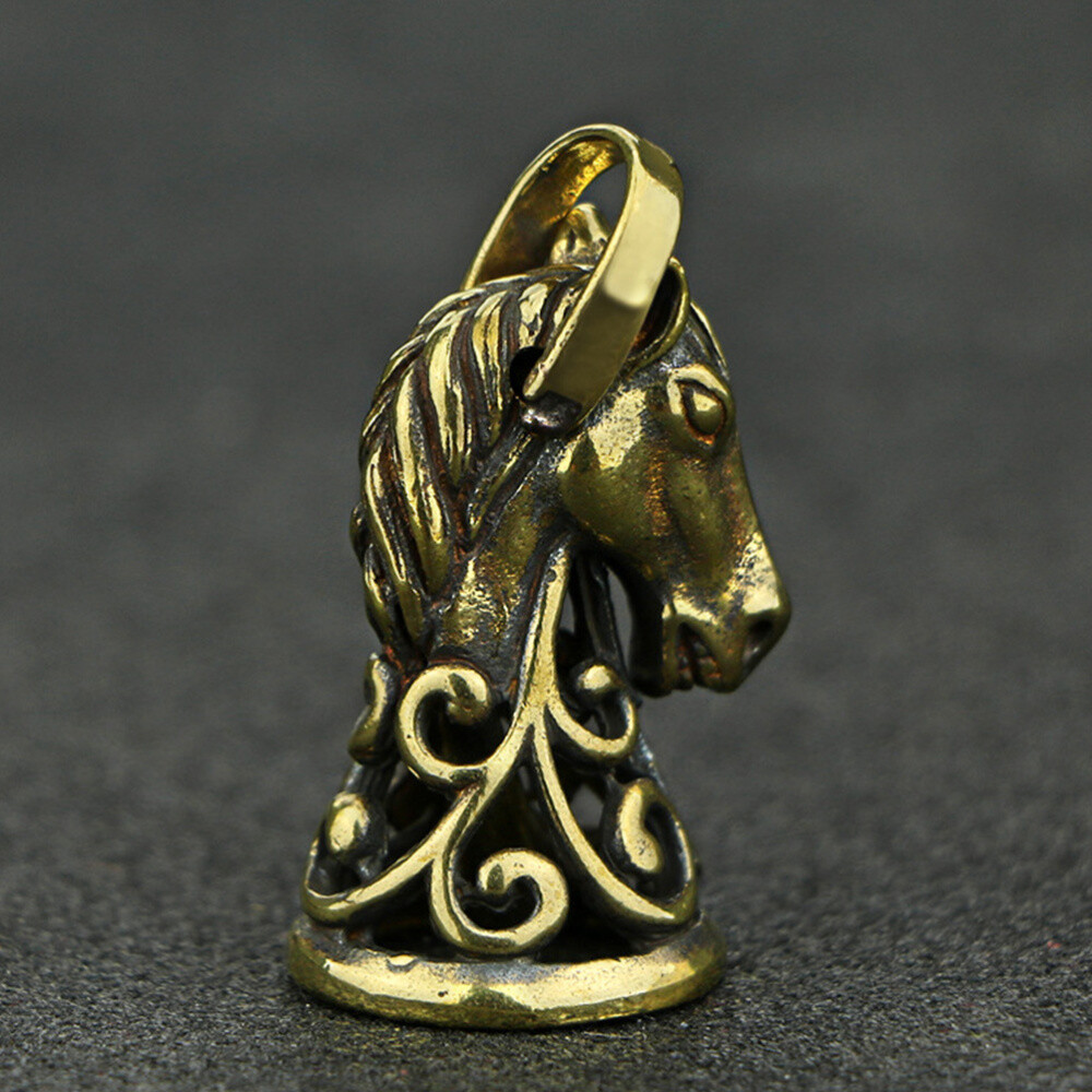 Vintage Horse Cast Iron Brass Bell Antique Pendant Keychain Bronze