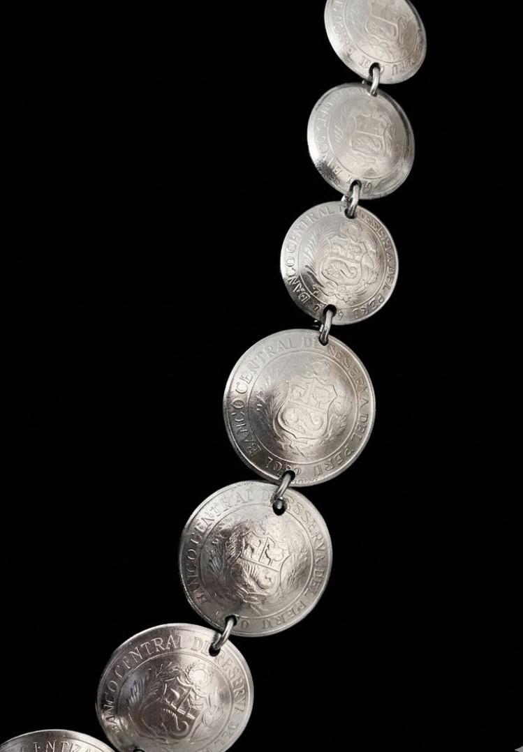 Silver-tone Peruvian Coin Necklace