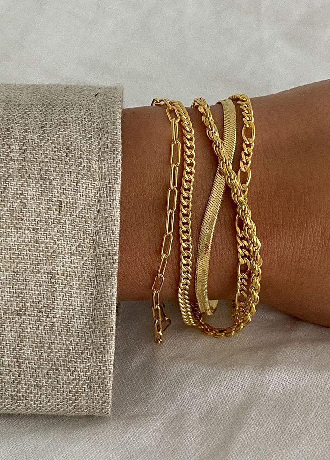DEARMAY Gold Bracelets for Women, 14K Real Gold Jewelry Sets for Women Cute Tenn