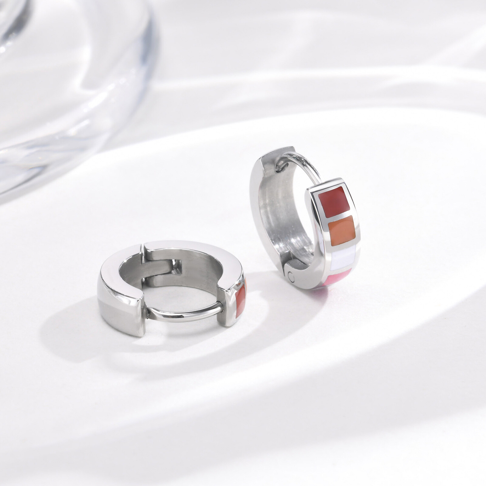 Vnox Small Hoop Earrings for Men Women LGBTQ Rainbow Pride Huggies Hoops Jewelry