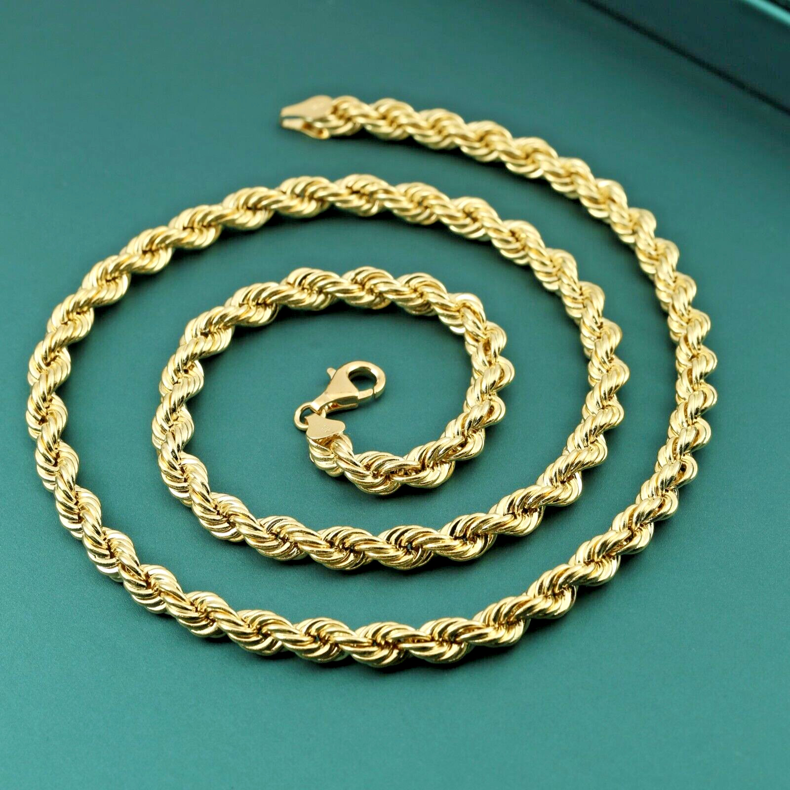 14K Real Solid Yellow Gold 2mm 3mm 4mm 5mm Rope Chain Italian Bracelet 7″ 7.5″