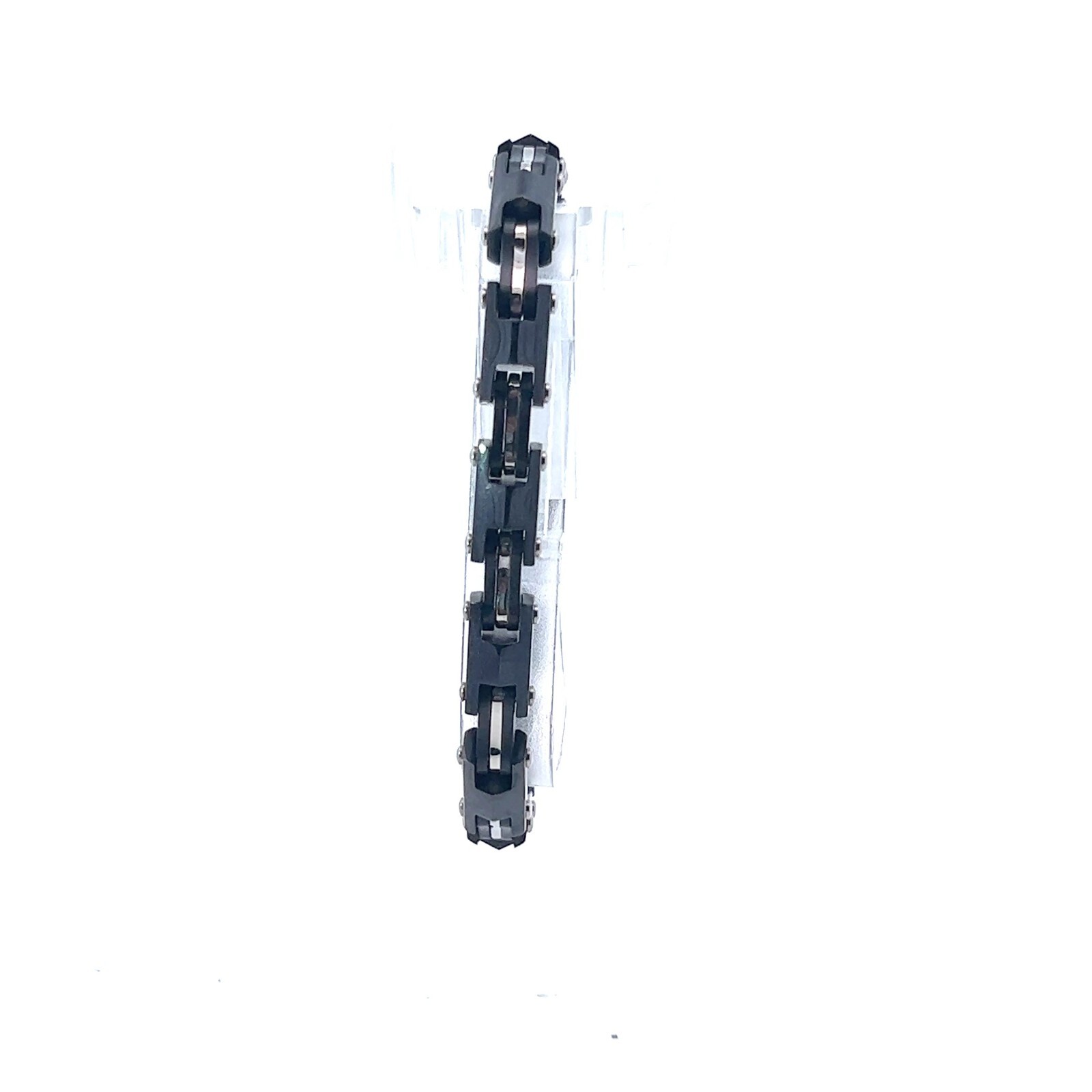 Stainless Steel Black Ion Plated and Black Rubber 7″ Long Bracelet