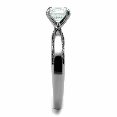 TK2864 – High polished (no plating) Stainless Steel Ring with AAA Grade CZ in