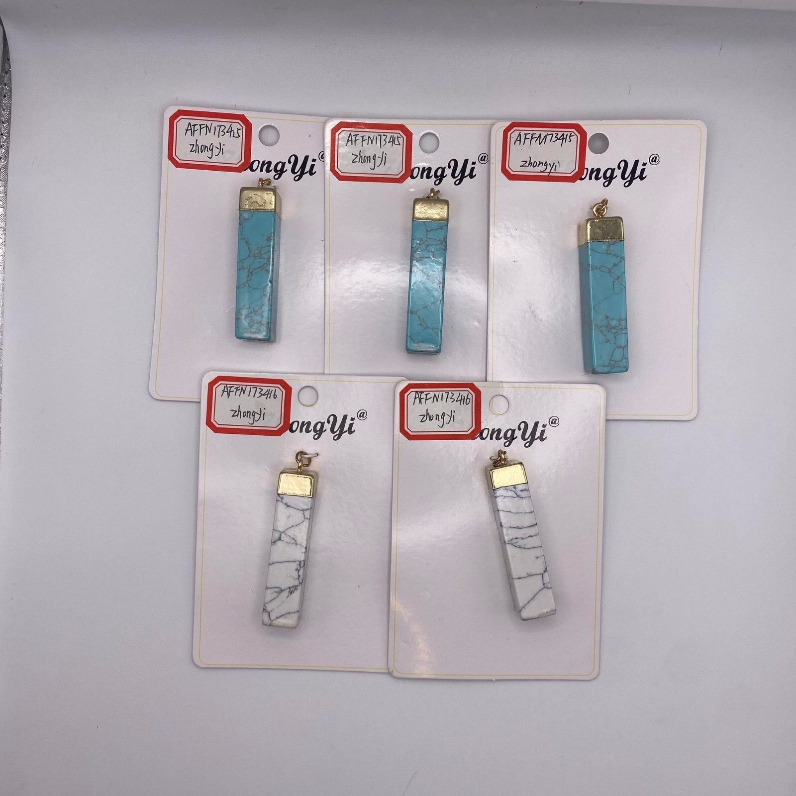 Lot of 5 Pendants and Handmade Stylish Bohemia Necklaces Pendant only White Blue