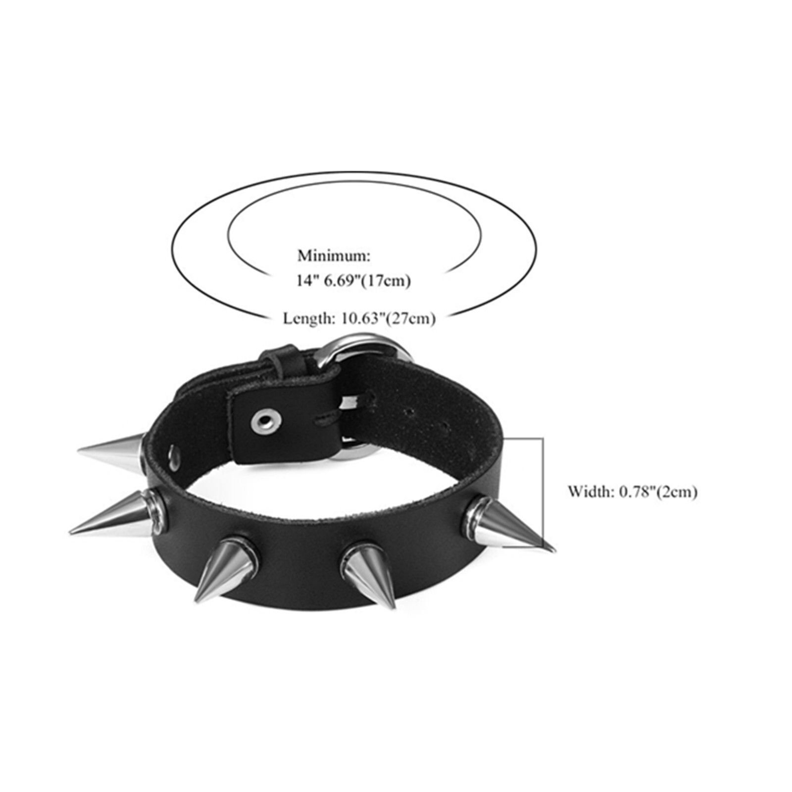 Gothic Punk Rivet Spiked Leather Bracelet Adjustable for Women Men