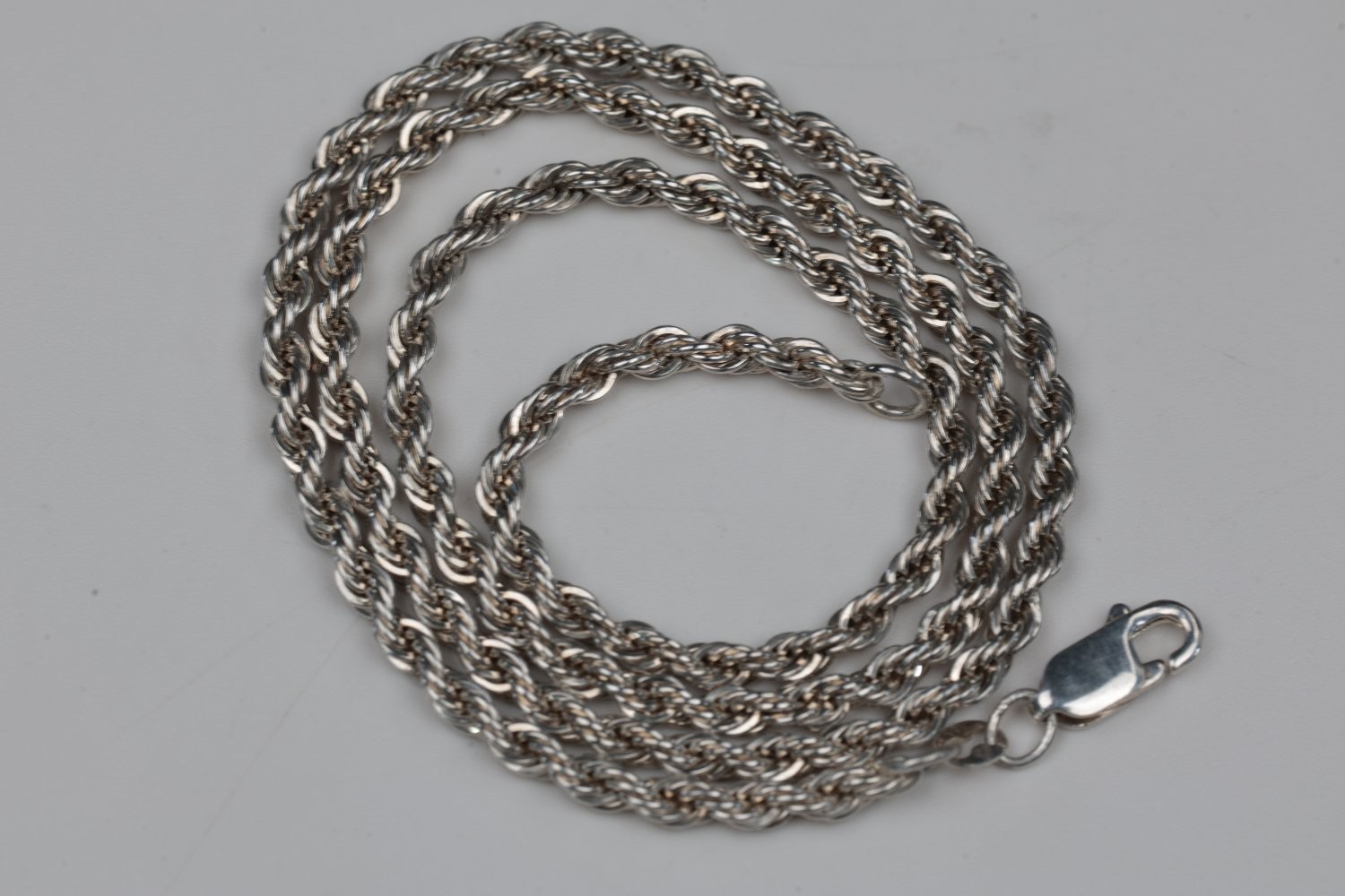 Sterling Silver Rope Chain Necklace 925 Italy 20 Inch 13.1g Twisted Link