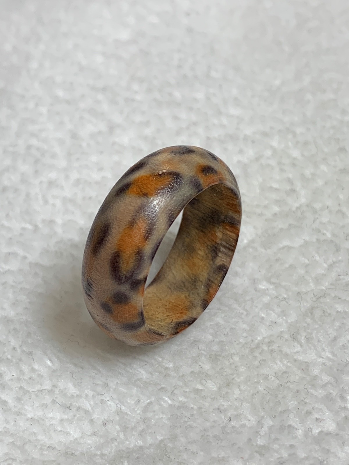African Totem Ethnic Stamped Pattern Wood Ring Size 10.5