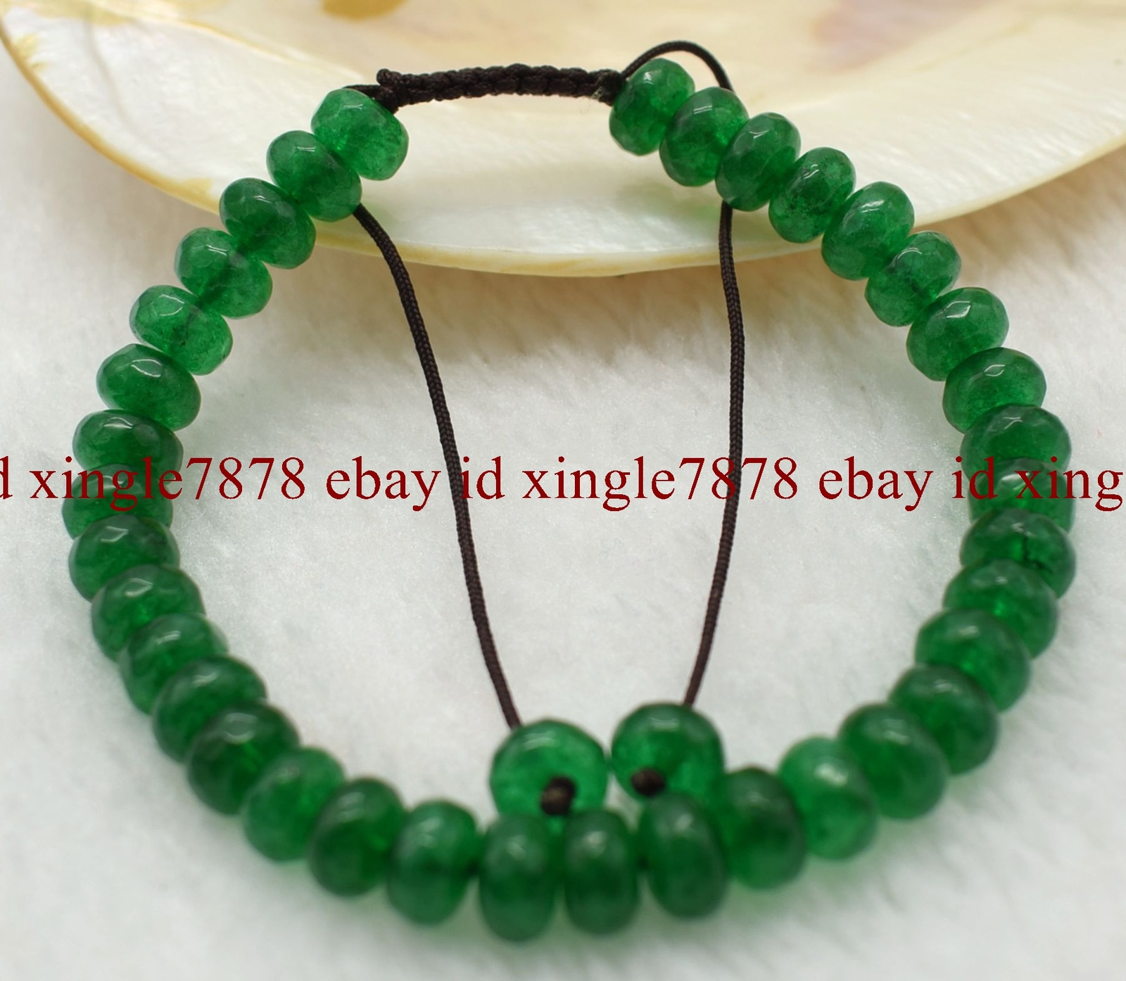 Natural 5x8mm Faceted Green Jade Rondelle Gemstone Beads Bracelet 7.5″ AAA