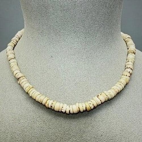 Vintage Tiger Puka Shell Choker Necklace 16″ 1970’s Hawaiian 24g