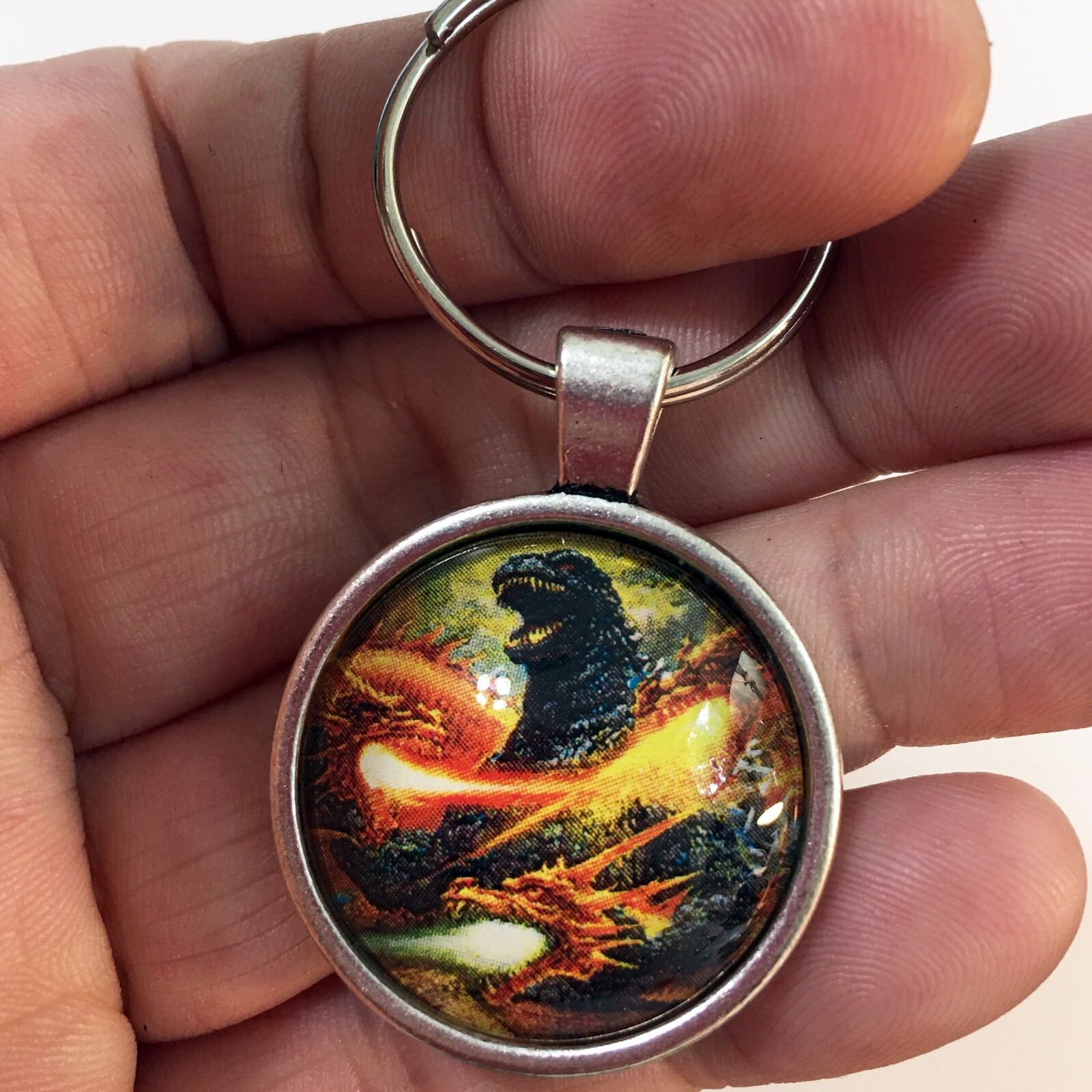 Godzilla versus King Ghidorah Key Ring Cufflinks Tie Clip Necklace Ring Earrings