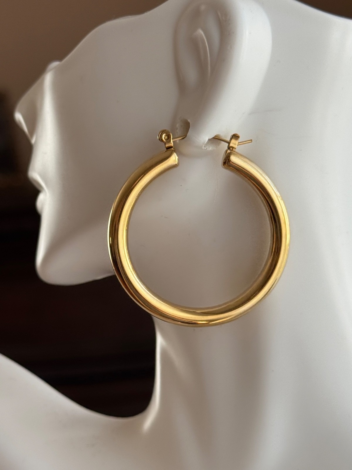 316 L Stainless Steel Gold Plated Lightweight Hoop Earrings ( 40mm x 40mm )