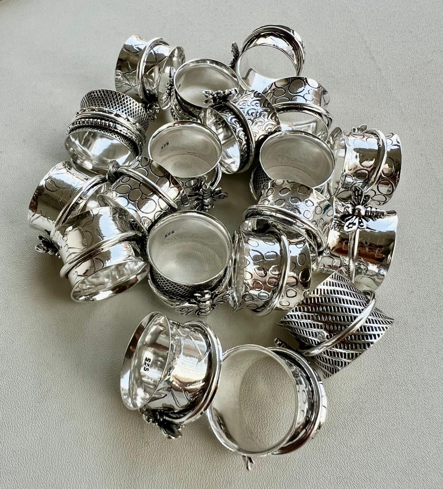 BULK SALE !! Honey Bee 925 Sterling Silver Plated Spinner Meditation Ring