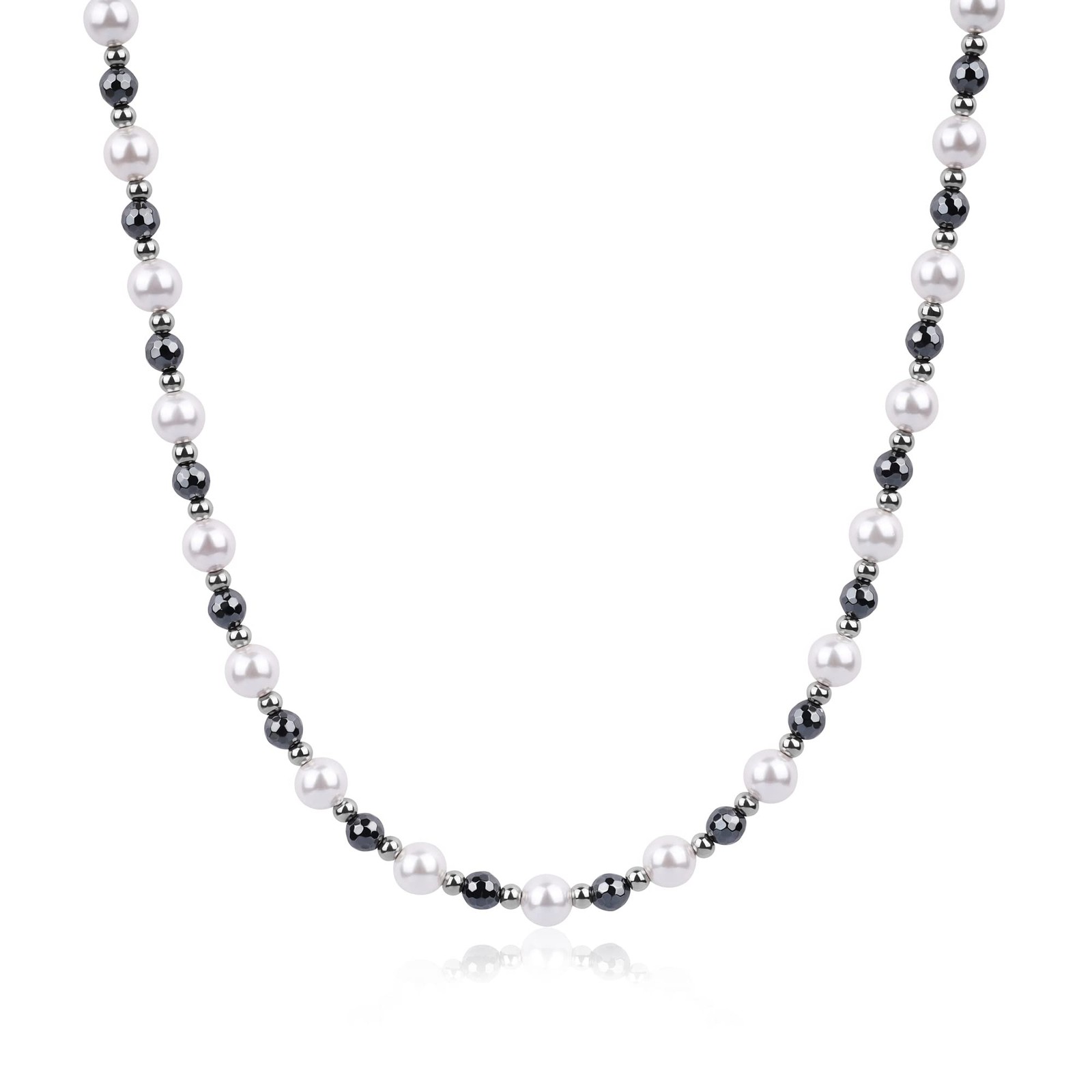 Mens Pearl Necklace, Pearl Beaded Necklace for Men 20″