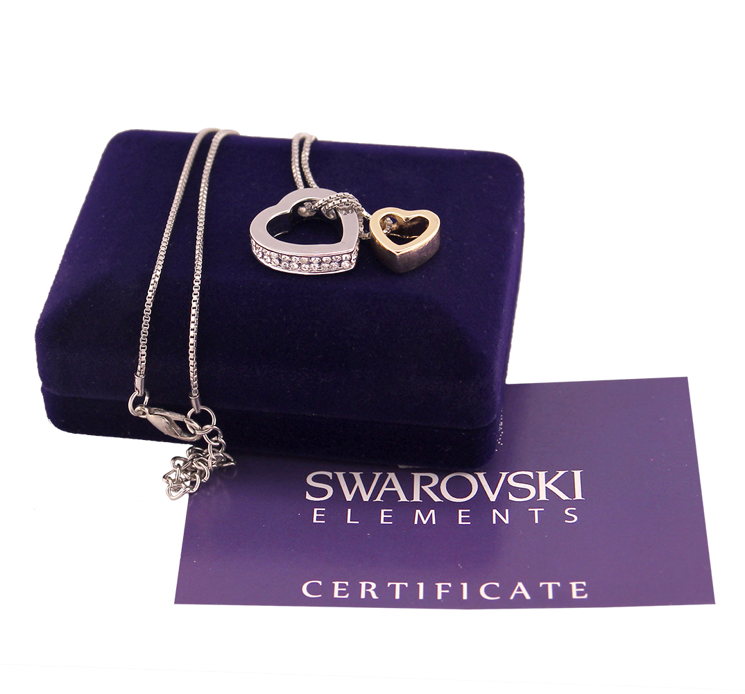 Women’s Original Swarovski Elements Silver & Gold Necklace G4Love Crystals Heart