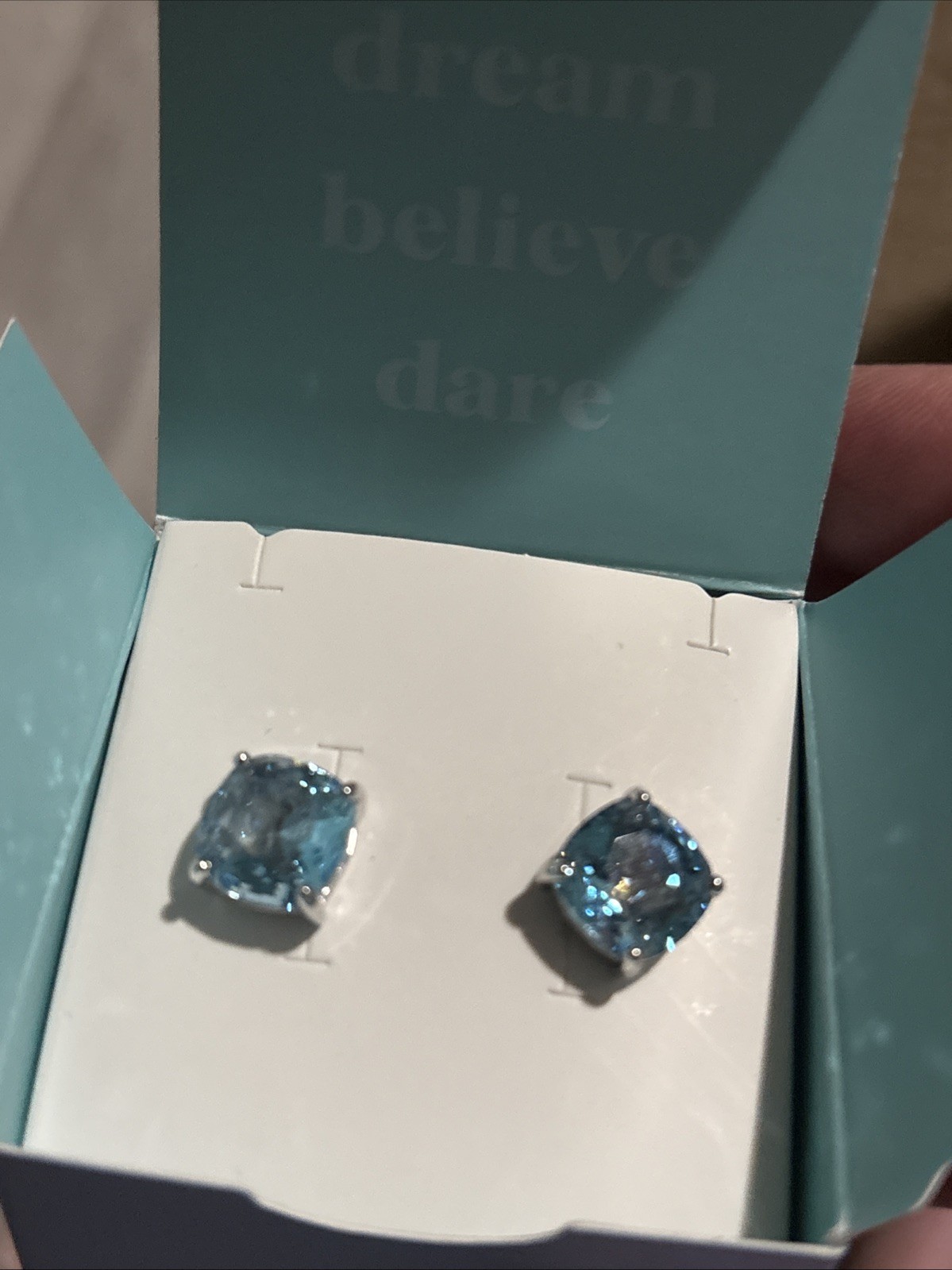 Origami Owl ER3096 Disney Cinderella Clara Silver Blue Shimmer Earrings ~ New
