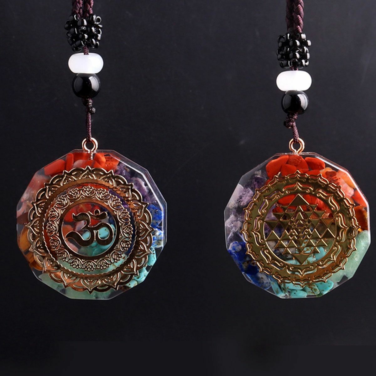 7 Chakra Natural Stone Energy Pendant Necklace Yoga Reiki Healing Amulet Choker