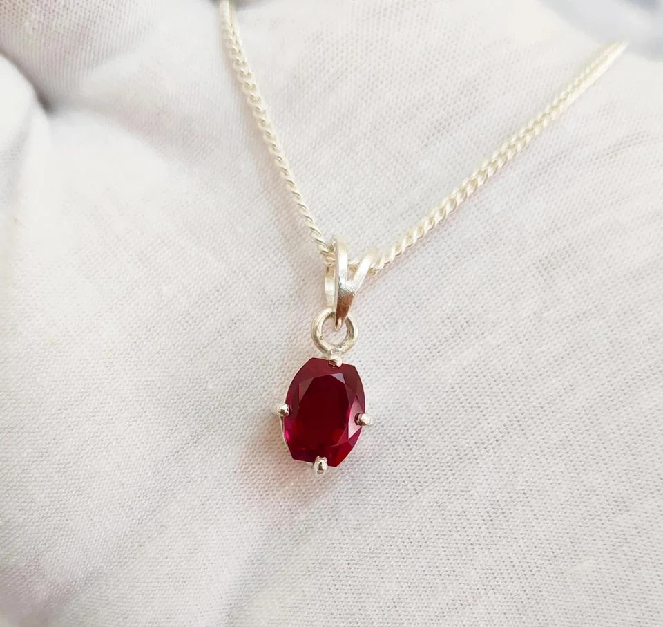 24 Ct Natural Red Ruby Pendant Sterling Silver Fancy Cut Gemstone Jewelry