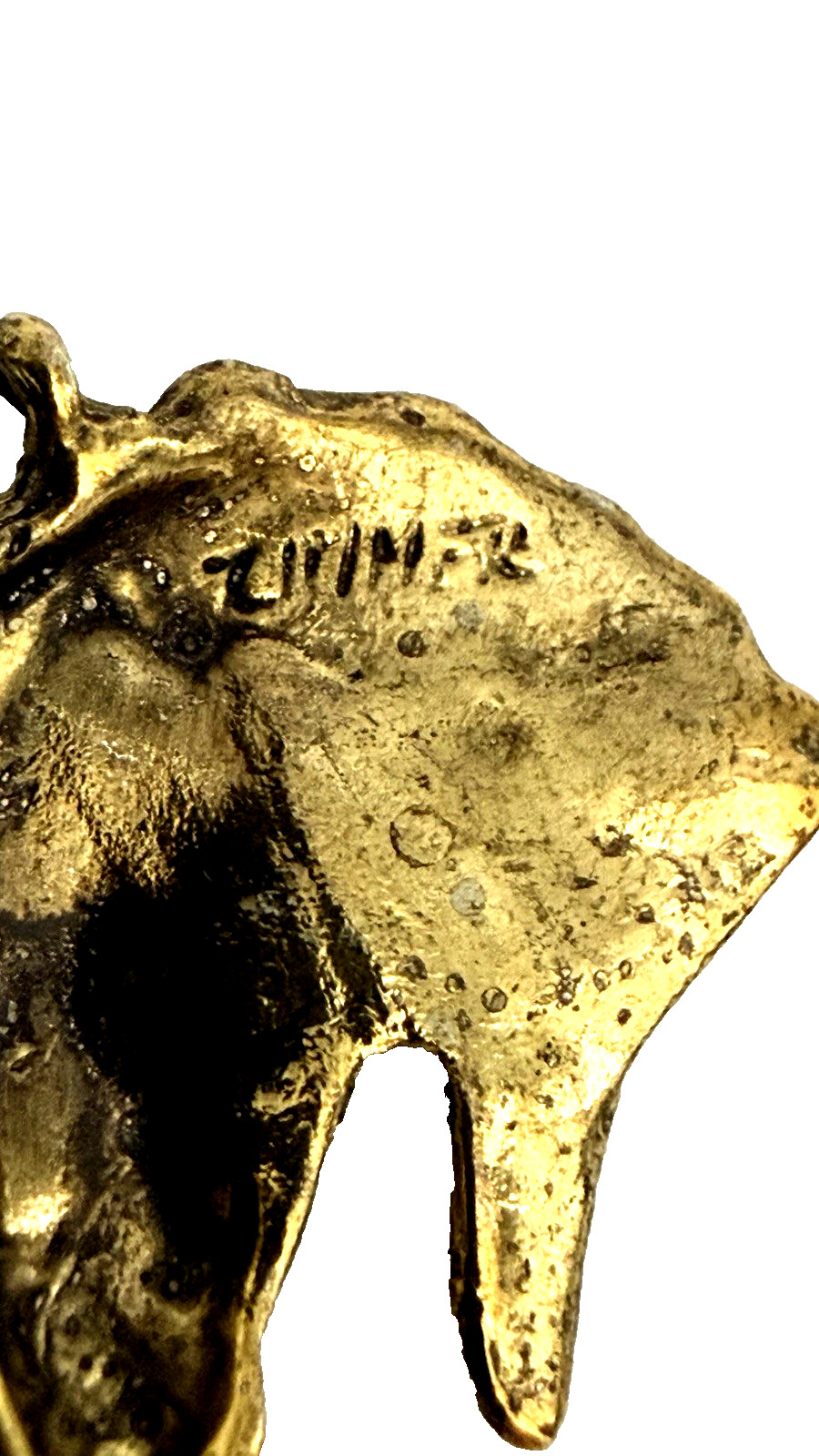 Signed Beverly Zimmer .75″ Equestrian Horse Head Gold Tone Charm/ Pendant