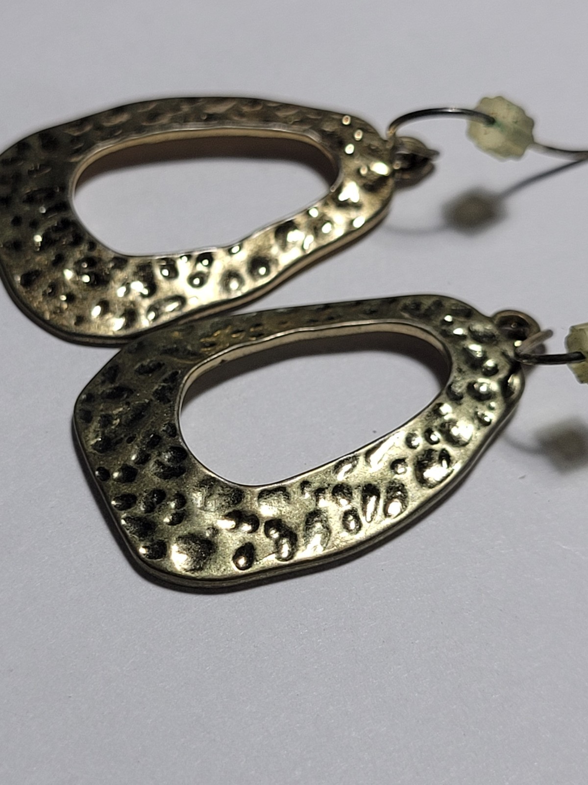 Bold Goldtone Hammered Texture Open Teardrop Hoop Earrings Hook Women’s Jewelry