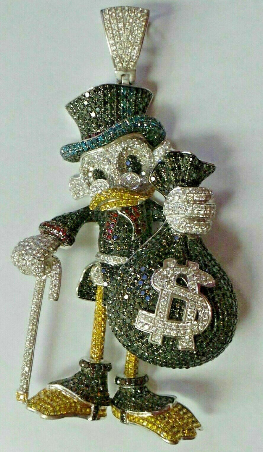 3.75 Ct Simulated Multi-Colored Diamond McDuck Pendant 14K Yellow Gold Finish