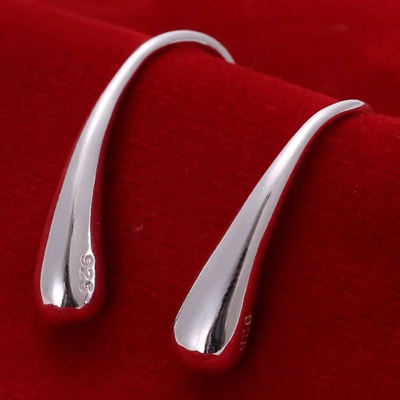 2-Pack 925 Sterling Silver Threaded Vertical Hook Earrings Teardrop Suspension –