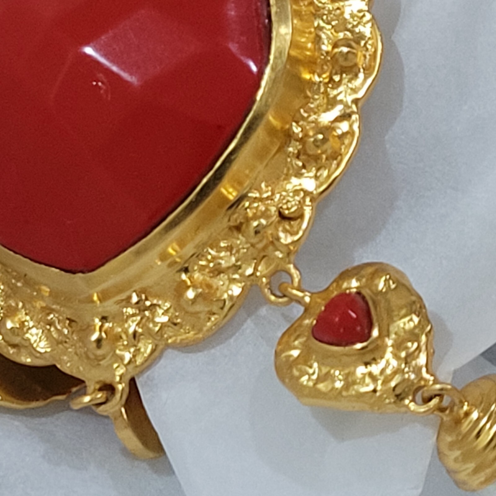 VALERE HUGE RED DROP EARRINGS 24k Gold Plated Genuine Gemstones Giftable