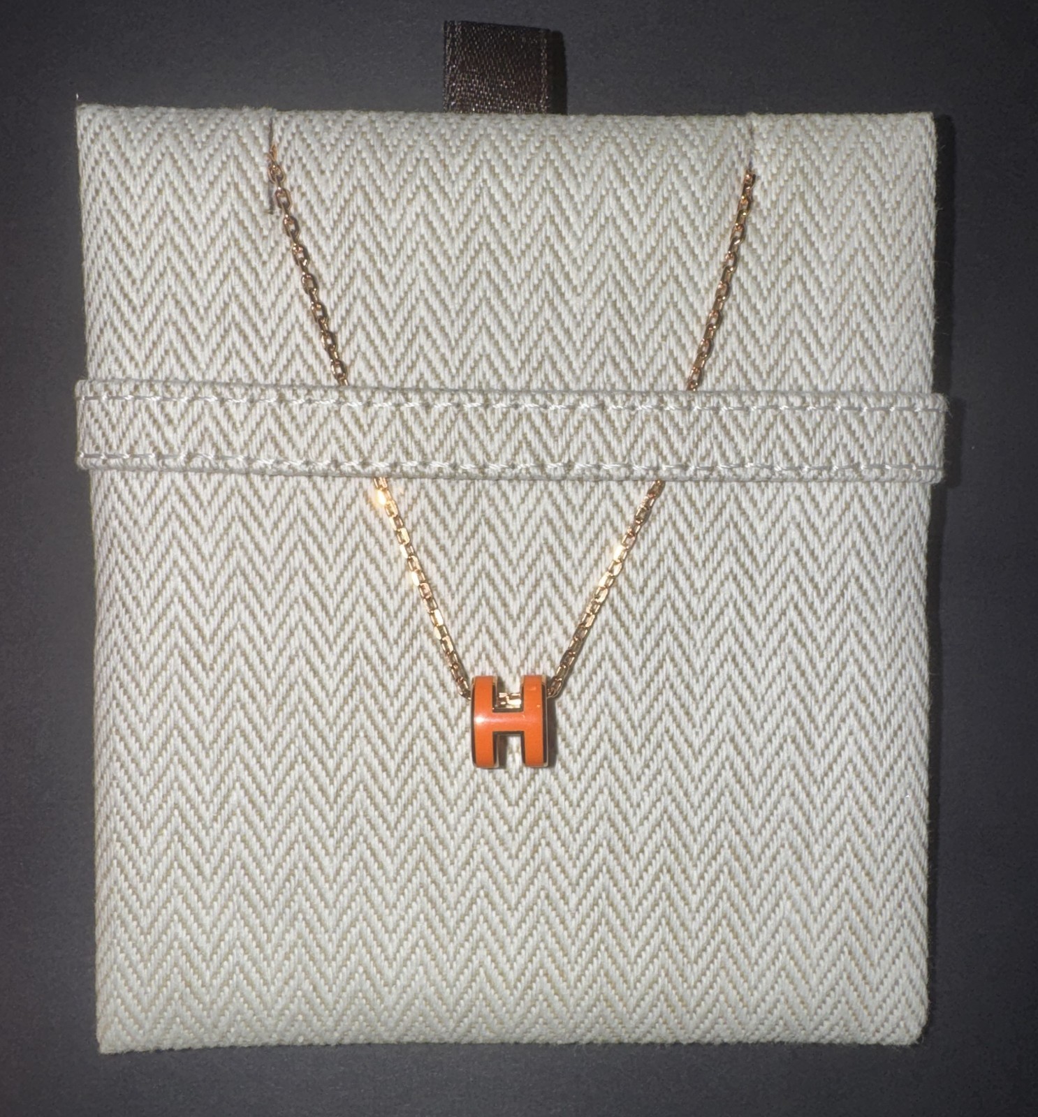 100% Authentic Brand New Hermes Mini Pop H Pendant Blanc in Hermes Orange!