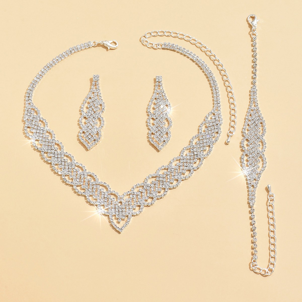Banquet Accessories Necklace Earrings Bracelet Light Luxury Temperament 3 Piece